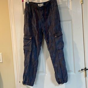 By Anthropologie patterned blue drawstring joggers